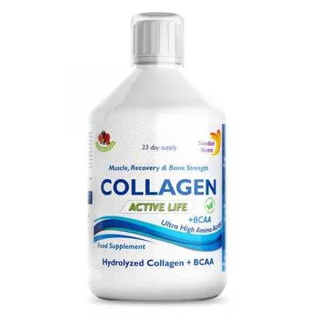 Colagen Lichid Hidrolizat Tip 1, 2 si 3 Active Life 5000mg, 500ml, Swedish Nutra