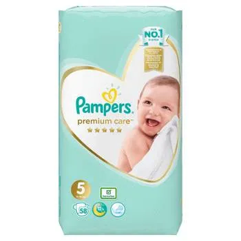 Scutece pentru copii Premium Care Jumbo Pack, Marimea5, 11-16kg, 58bucati, Pampers