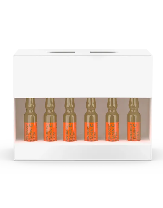 Set ingrijire 6 fiole Skin Boost si crema antirid hidratanta 30+, 50 ml, Vitamina C Plus, 6 x 2 ml, Cosmetic Plant