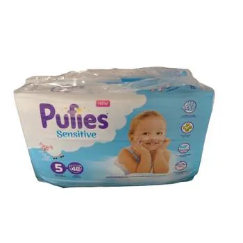 Scutece Sensitive Junior Marimea 5 pentru 11-15kg, 48 bucati, Pufies