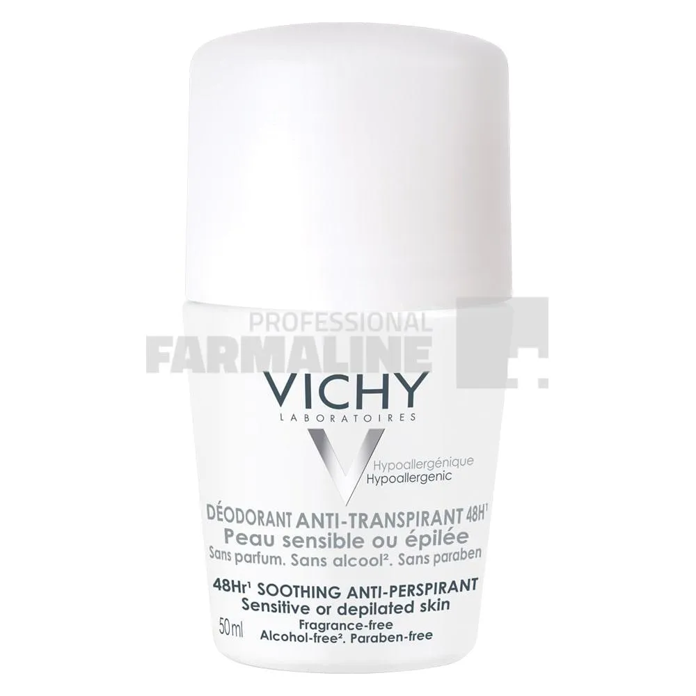 Vichy Deodorant roll-on antiperspirant fara parfum 48h 50 ml