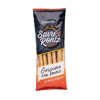 Grisine cu mac si faina integrala, 50g, SanoVita