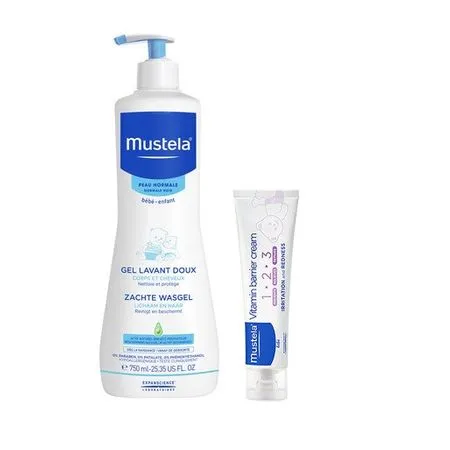 Gel de curatare par si corp, 750 ml, Mustela + Vitamin Barrier 50 ml, Mustela