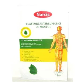 Plasture antireumatic cu mentol 12cm x 18cm, 1 bucata, Narcis