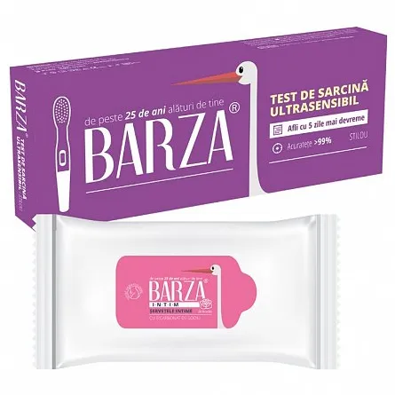Barza Test de sarcina card ultrasensibil + servetele intime cadou