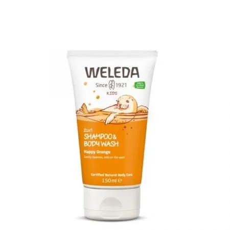 Gel de dus si sampon 2 in 1 pentru copii, portocala, 150 ml, Weleda