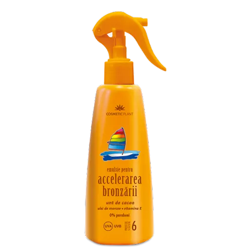 Emulsie pentru accelerarea bronzarii SPF6 cu unt de cacao, 200 ml, Cosmetic Plant
