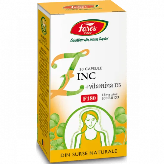 Zinc cu Vitamina D3, 30 capsule, Fares