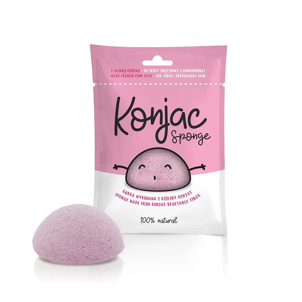 Burete Konjac cu argila roz pentru ten obosit, devitalizat (50g), Diet Food