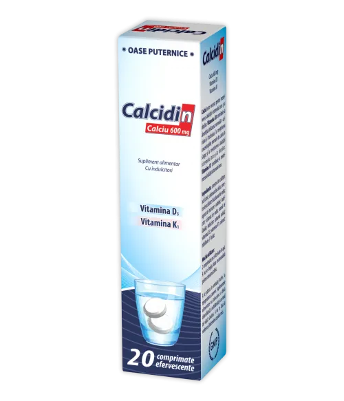 Calcidin + Vitamina D3 + Vitamina K 20 comprimate efervescente