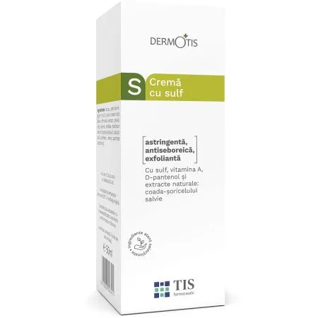 Crema cu sulf DermoTis, 50 ml, Tis Farmaceutic