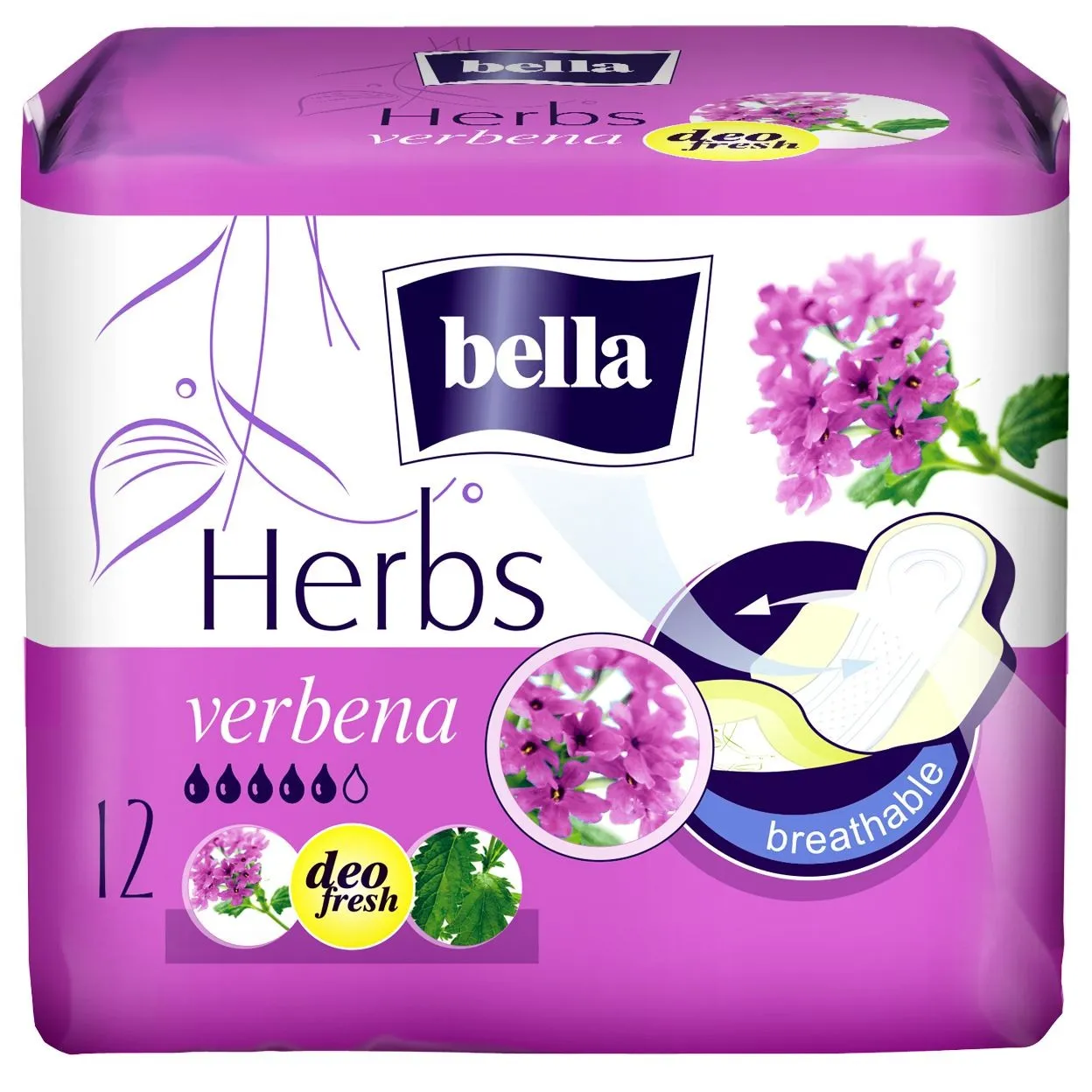 BELLA ABSORBANTE HERBS DEO VERBINA 12BUC