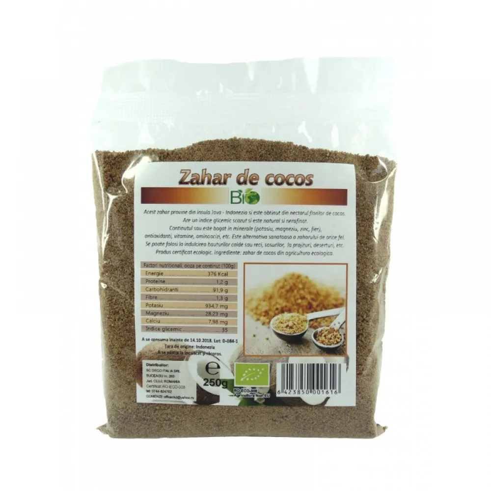 Zahar din nectar de flori de cocos (250 grame)