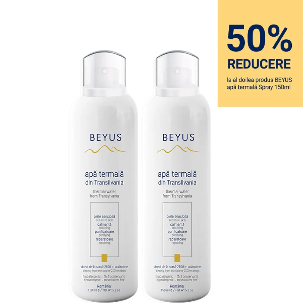 Promo 1+1 cu 50% REDUCERE Beyus - Apă termală din Transilvania (2 x 150ml), Beyus