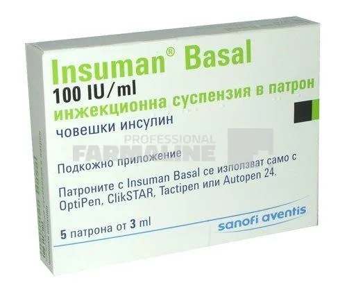 INSUMAN BASAL 100UI/ml SoloStar x 5 - STILOURI INJECTOARE SUSP. INJ. IN STILOU INJECTOR 100UI/ml SANOFI - AVENTIS DEU