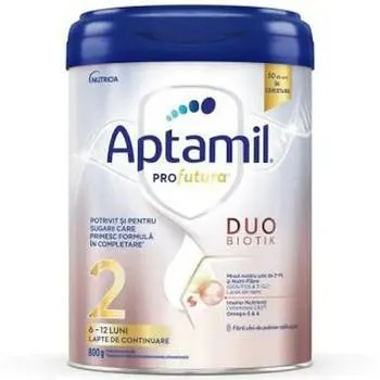 Lapte praf Aptamil PROfutura DUOBIOTIK 2 pentru 6-12 luni, 800g, Nutricia