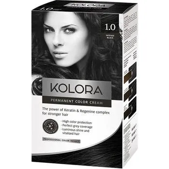 Vopsea de par Kolora 1.0 Intense Black, 50ml, Aroma