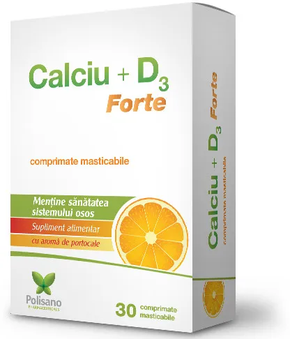 POLISANO CALCIU + VIT D3 FORTE 30 COMPRIMATE MASTICABILE