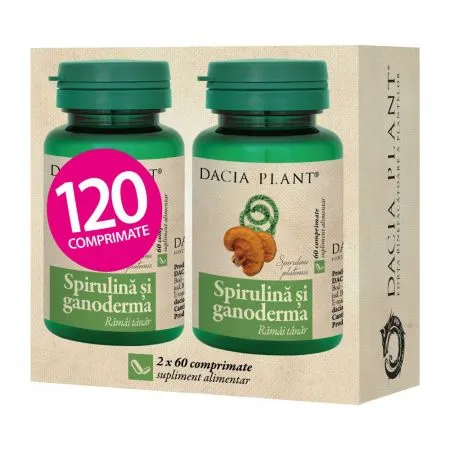Spirulina si ganoderma 120 comprimate, Dacia Plant