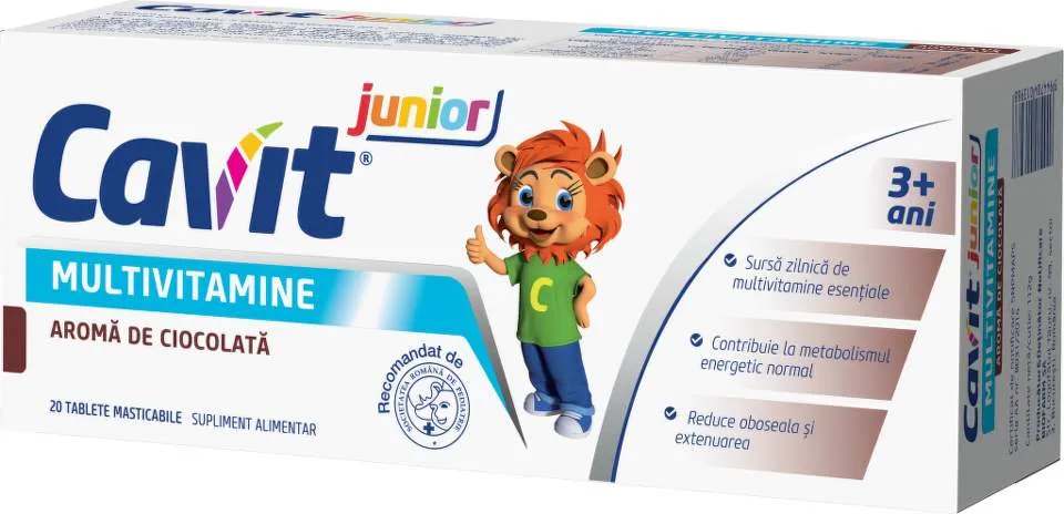 CAVIT JUNIOR MULTIVITAMINE AROMA CIOCOLATA 20 TABLETE