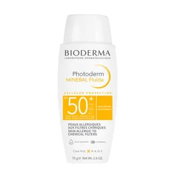 Protectie solara pentru pielea alergica la filtre chimice Photoderm Mineral Fluide, 75g, Bioderma