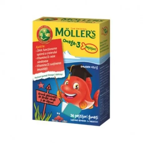 Moller's Omega-3 aroma capsuni, 36 pestisori gumati