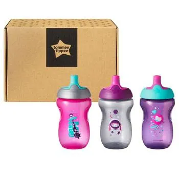 Set cani roz ONL Fete 12 luni+, 3 x 300ml, Tommee Tippee
