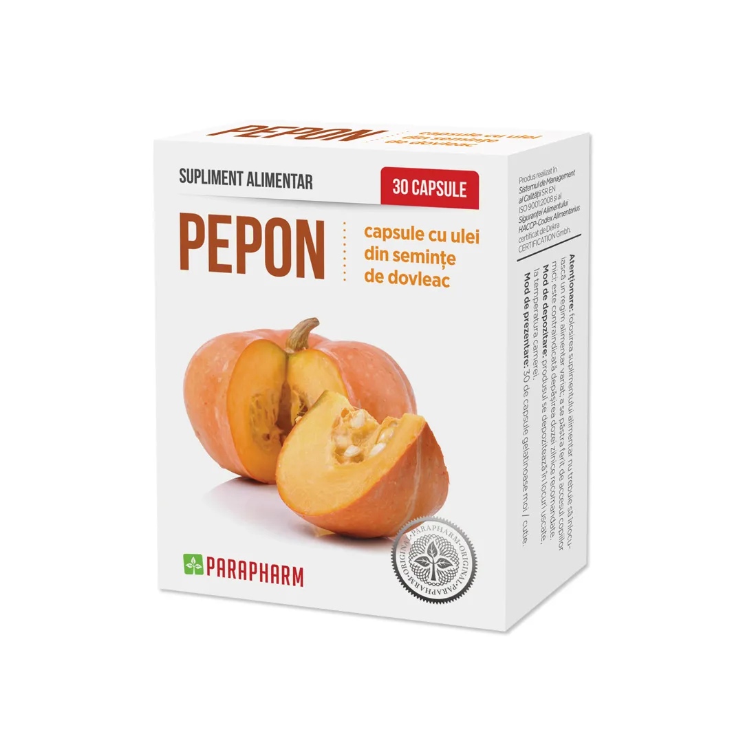 Pepon cu ulei de Dovleac, 30 capsule, Parapharm