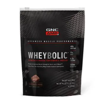 Proteina din zer cu aroma de ciocolata AMP Wheybolic, 545g, GNC