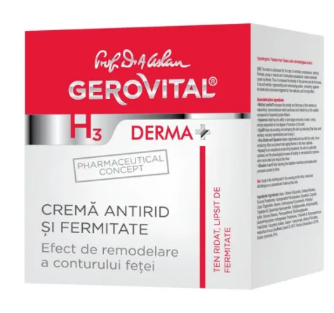 Crema antirid si fermitate H3 Derma+, 50 ml, Gerovital 389