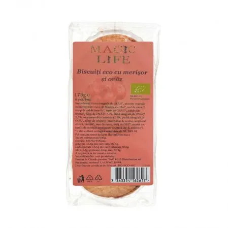 Biscuiti eco cu merisor si ovaz Magic Life, 175 g, Tao Eco