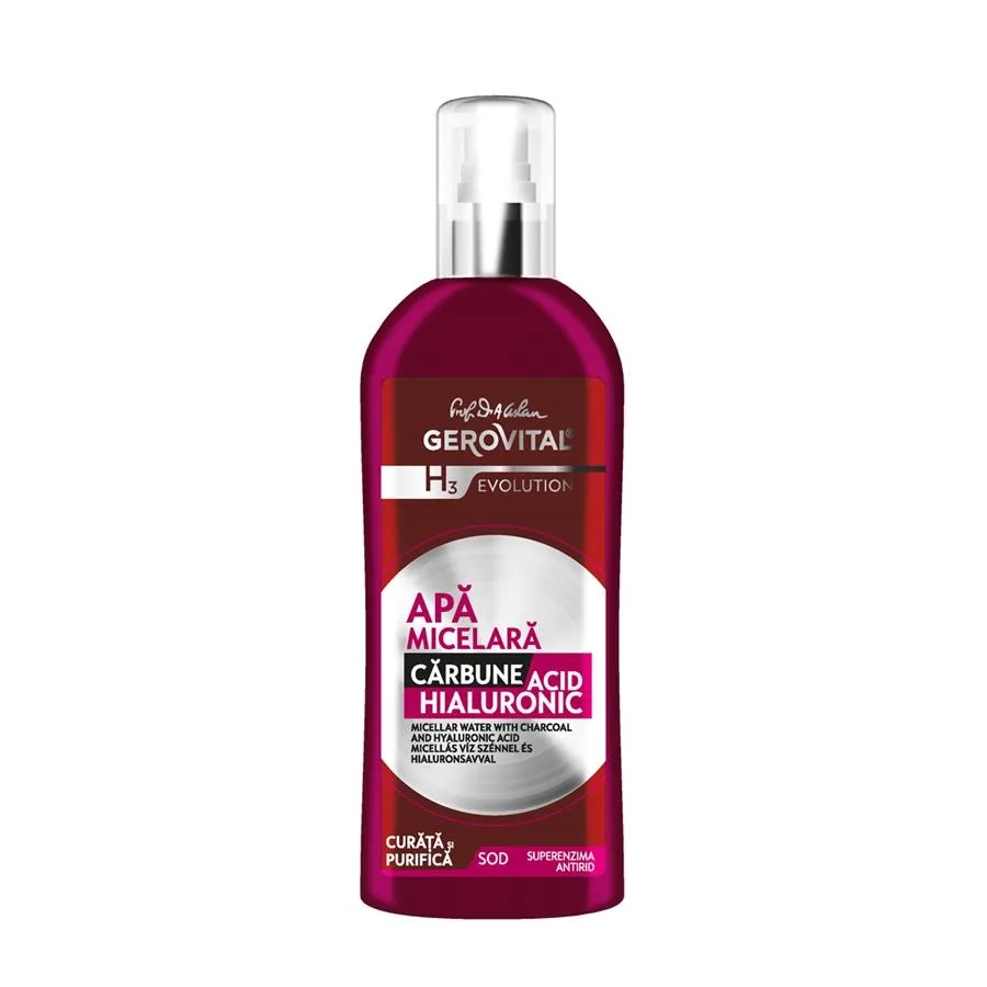 Apa micelara cu Carbune si Acid Hialuronic H3 Evolution, 150 ml, Gerovital 206