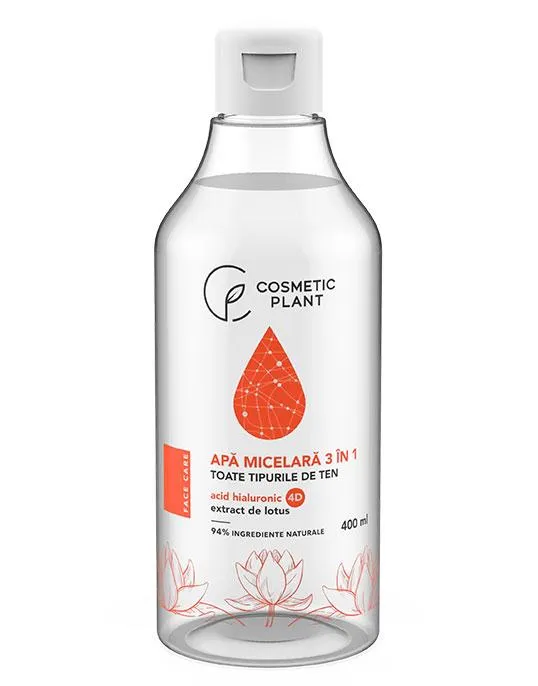 Apa micelara 3 in 1 cu acid hialuronic 4D si lotus, 400 ml, Cosmetic Plant
