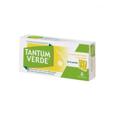 Tantum verde cu aroma de lamaie 3 mg, 20 pastile