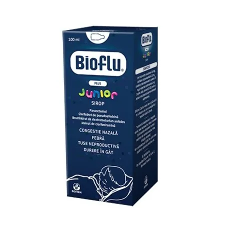 Bioflu Plus Junior sirop, 100 ml, Biofarm