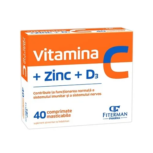 VITAMINA C+ZINC+D3 X 40CPR MASTICABILE FITERMAN