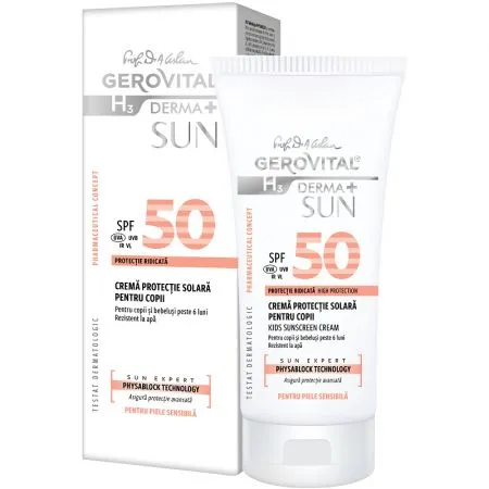 Crema protectie solara pentru copii SPF 50 H3 Derma+ Sun, 100 ml, Gerovital