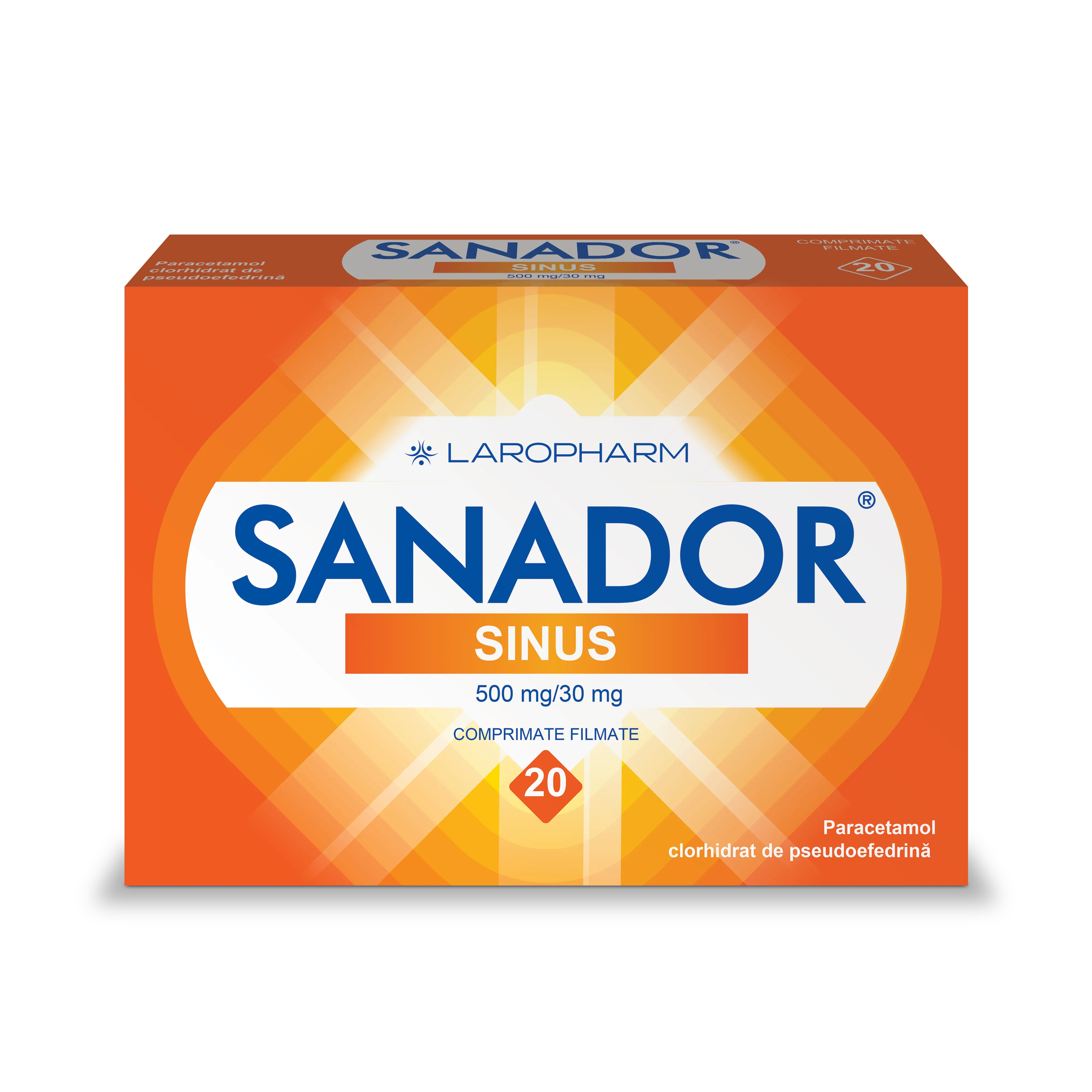 Sanador Sinus 500mg/30mg, 20 comprimate filmate, Laropharm