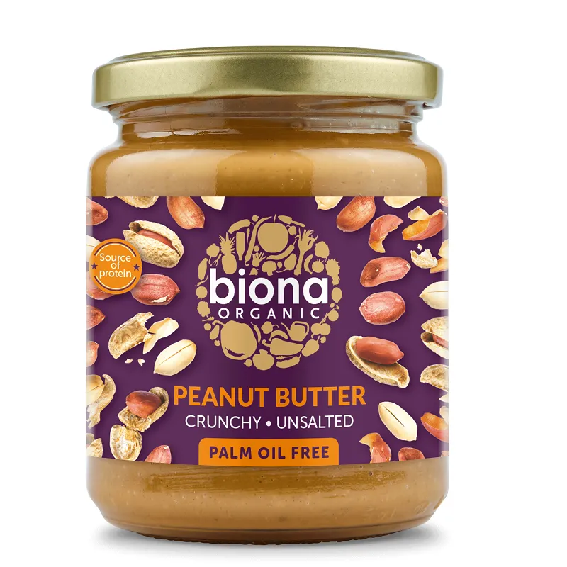 Unt de arahide crunchy fara sare ECO, 250 g, Biona