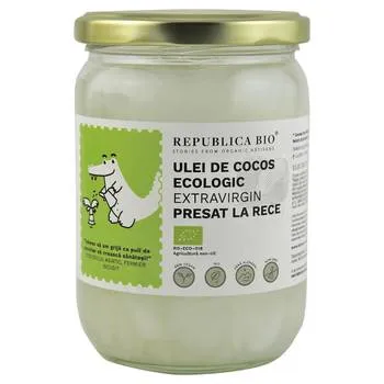 Ulei de cocos extravirgin presat la rece, 500ml, Republica Bio