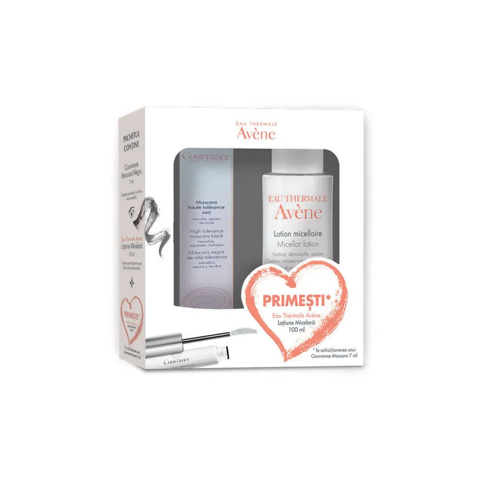 AVENE COUVRANCE SET MASCARA NEGRU 7ML + LOTIUNE MICELARA 100ML CADOU