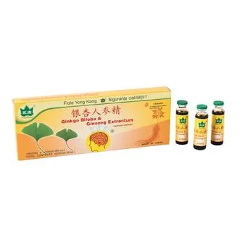 Ginkgo Biloba si Ginseng Extractum, 10 fiole, Yongkang International