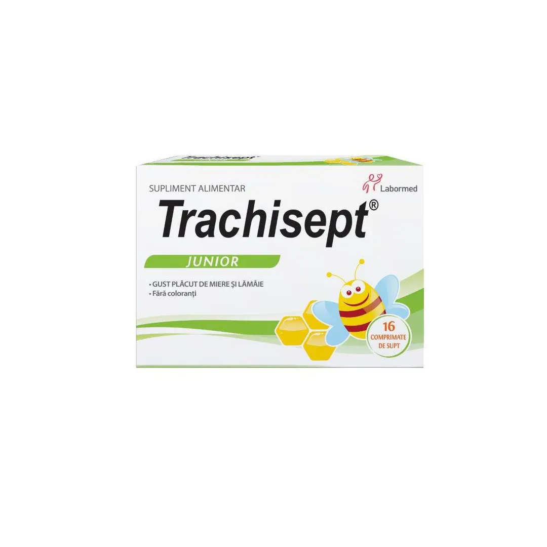 Trachisept Junior cu miere si lamaie, 16 capsule, Labormed
