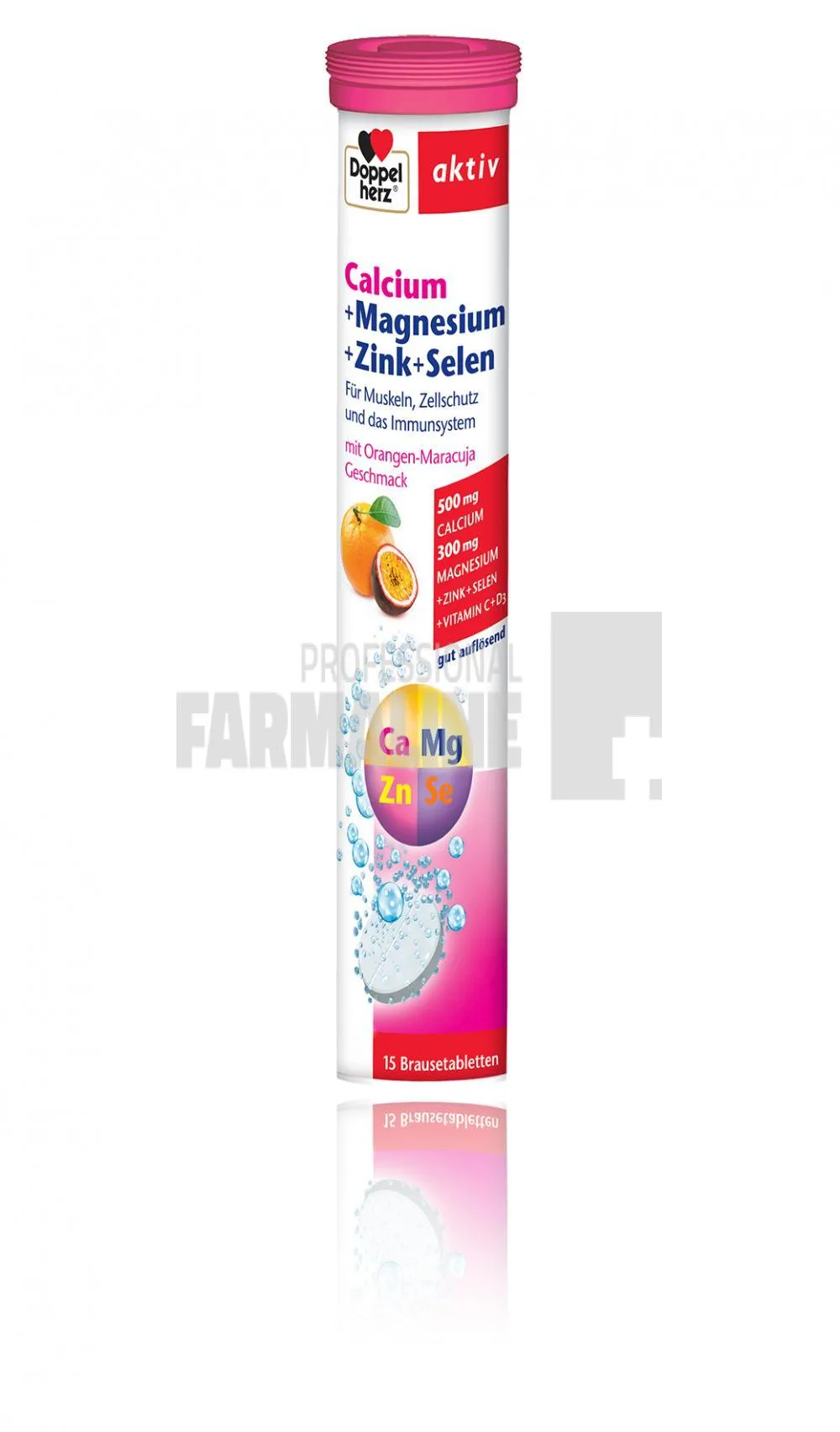 Doppelherz Aktiv Calciu + Magneziu + Zinc + Seleniu 15 comprimate efervescente