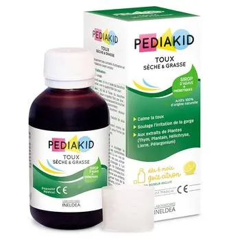 Sirop de tuse Toux seche & Grasse (citron), 125ml, Pediakid