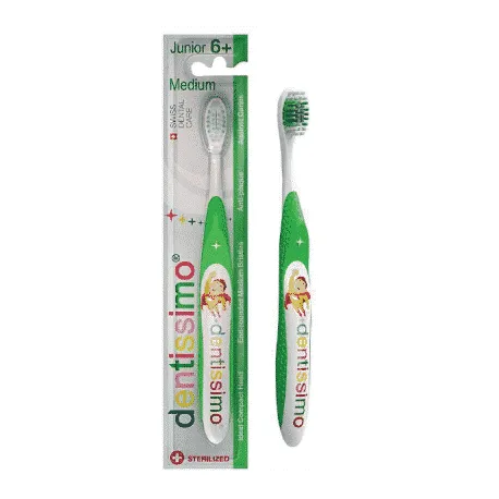 Dentissimo periuta de dinti green copii Junior 6+ years Medium bristles