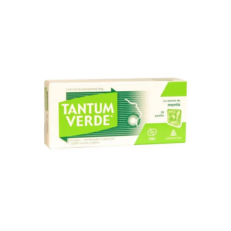 TANTUM VERDE CU AROMA DE MENTA 3 mg x 20 PASTILE 3mg ANGELINI PHARMA ÖST