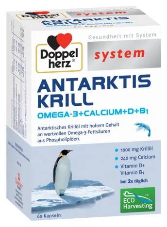 Krill Antarctic Omega3 + Calciu + D3 + B1, 60 capsule, Doppelherz