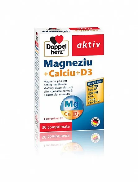 DOPPELHERZ Magneziu + Calciu + D3 x 30 comprimate