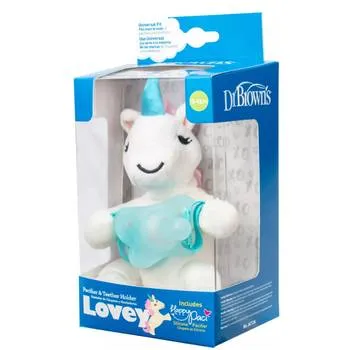 Jucarie Unicorn Lovey + Suzeta din silicon verde, 1 bucata, Dr. Brown's